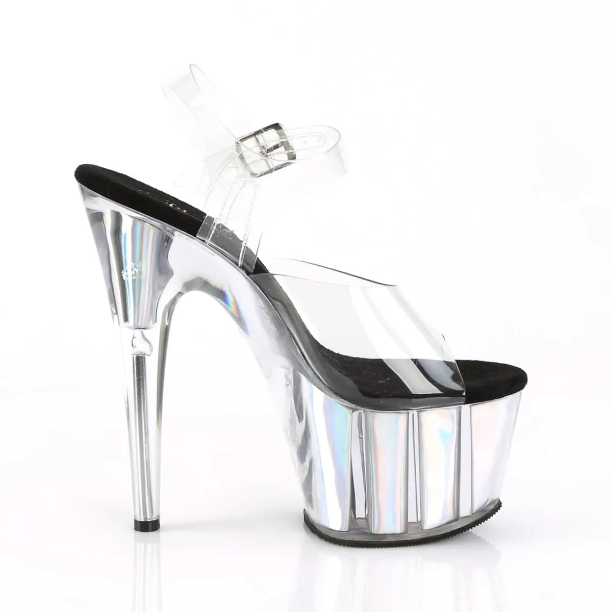 ADORE-708HGI Silver & Clear Ankle Peep Toe High Heel