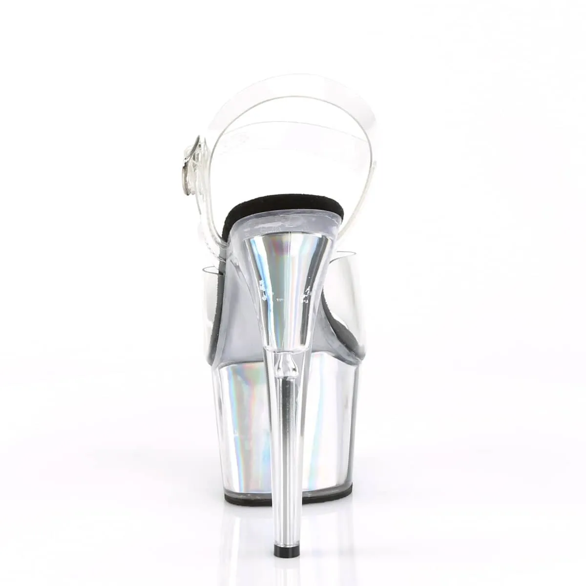 ADORE-708HGI Silver & Clear Ankle Peep Toe High Heel