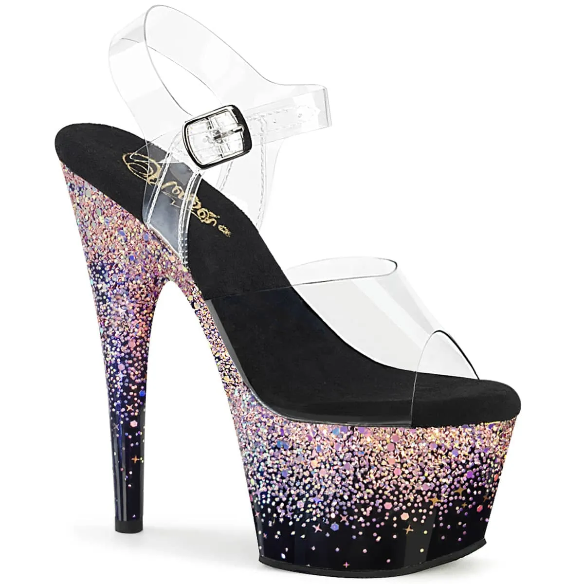 ADORE-708SS Black & Blue Ankle Peep Toe High Heel