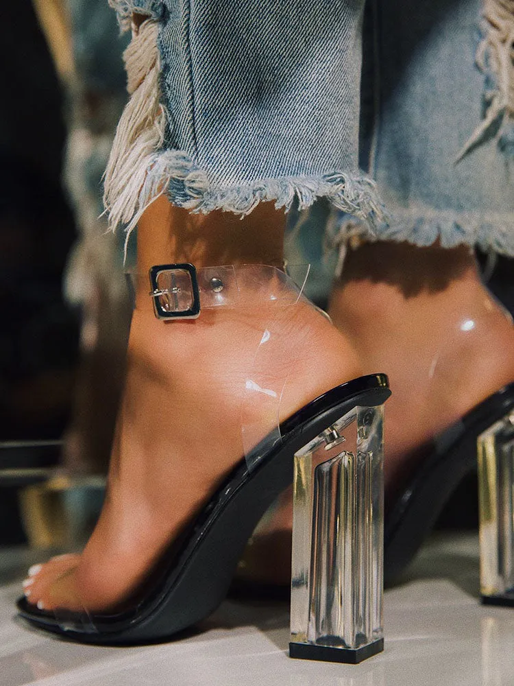 Amozae-Transparent Ankle Strap Heels