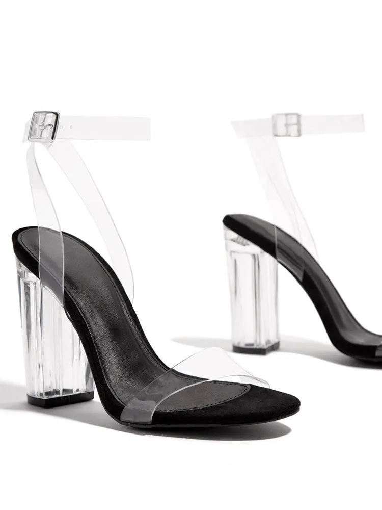 Amozae-Transparent Ankle Strap Heels