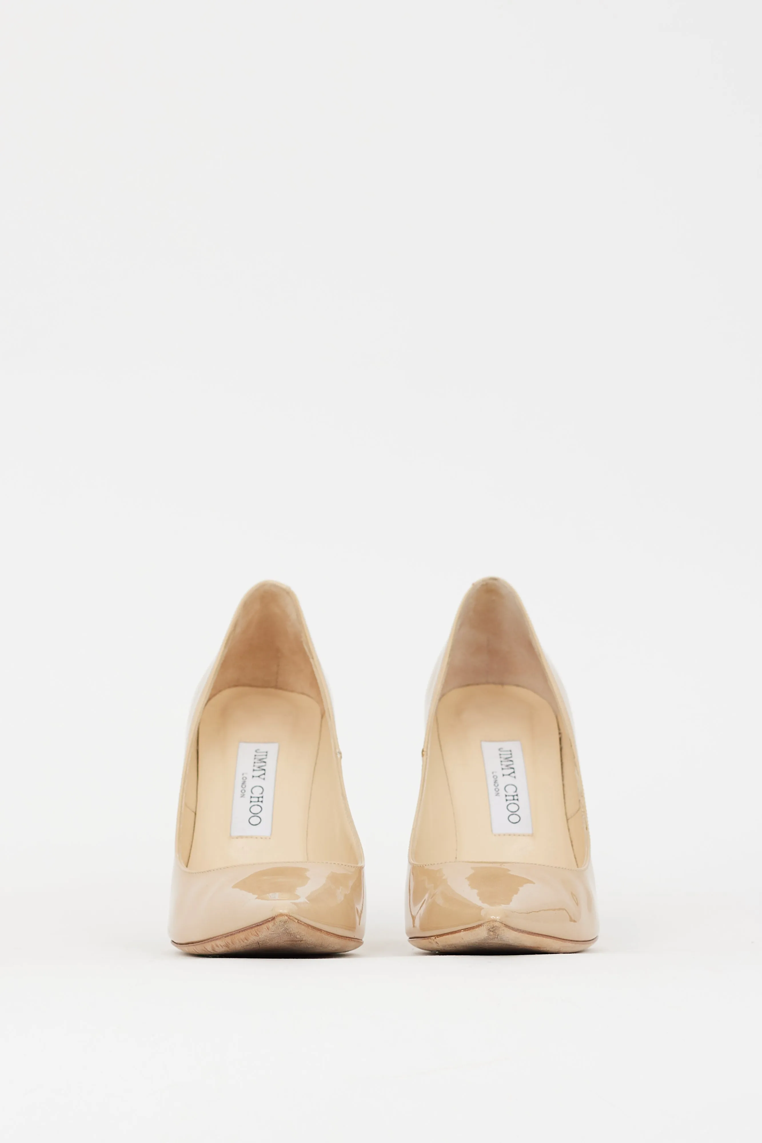 Beige Patent Leather Romy 100 Pump