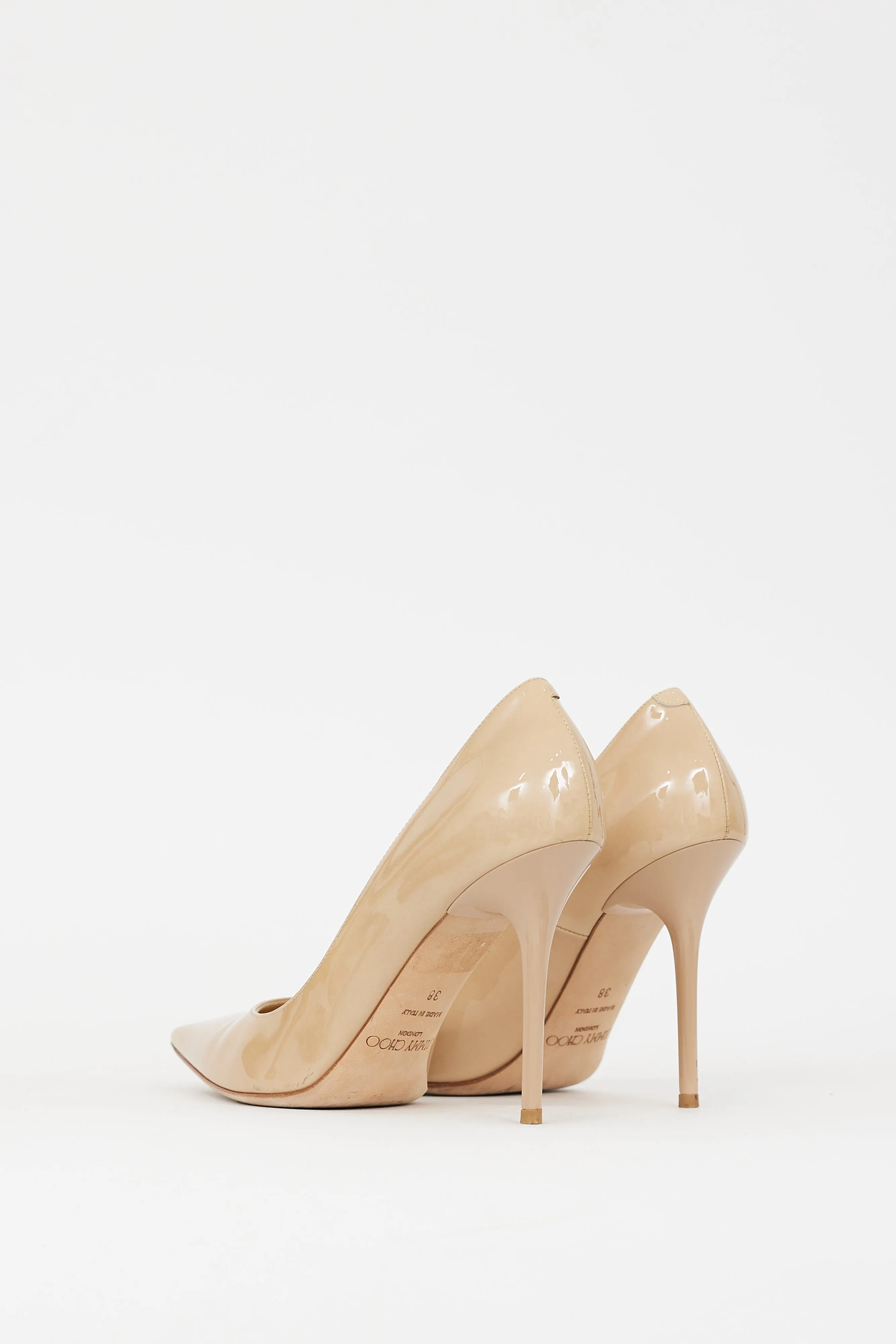 Beige Patent Leather Romy 100 Pump