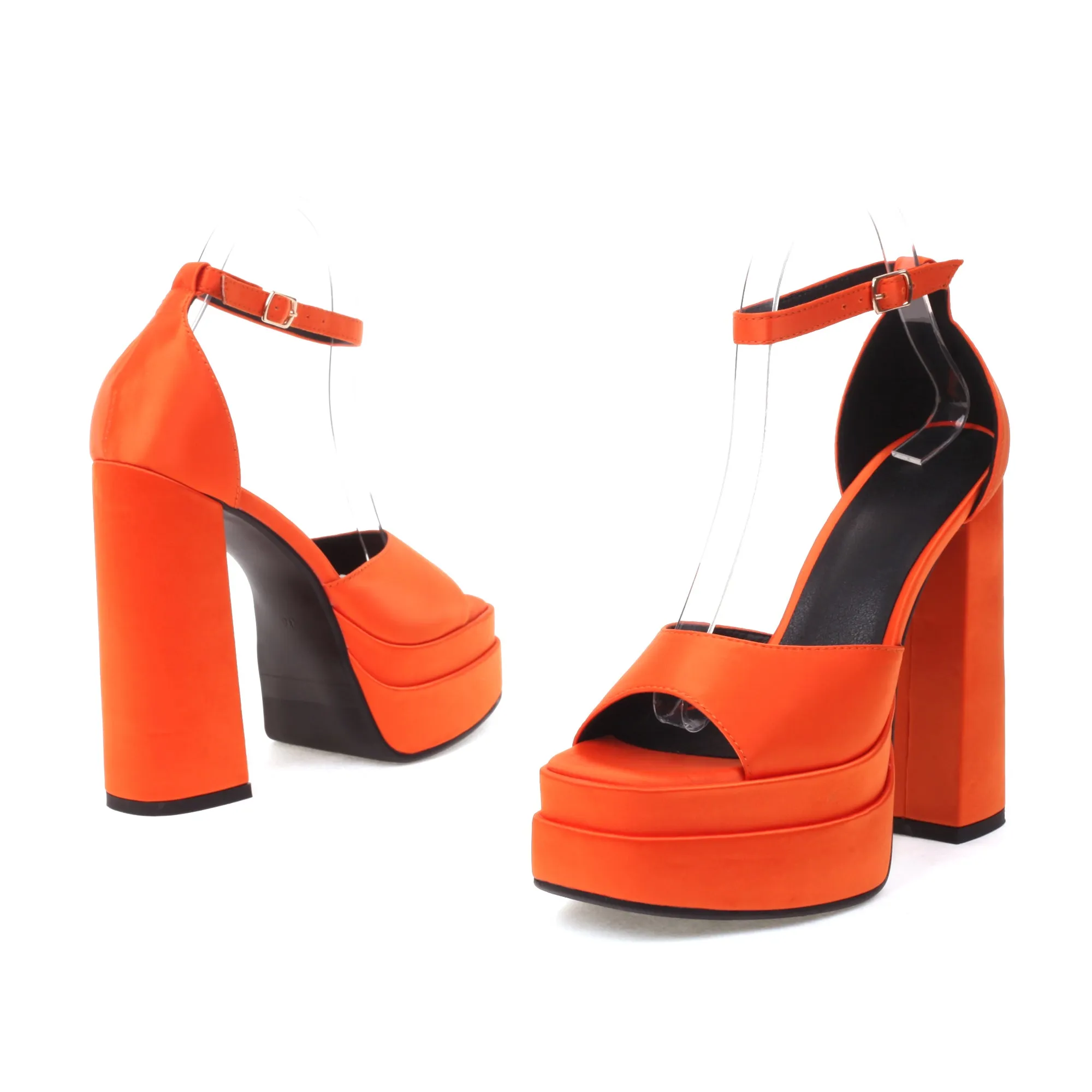 Bigsizeheels Sexy Platform Ankle Strap Open Toe Sandals-Orange