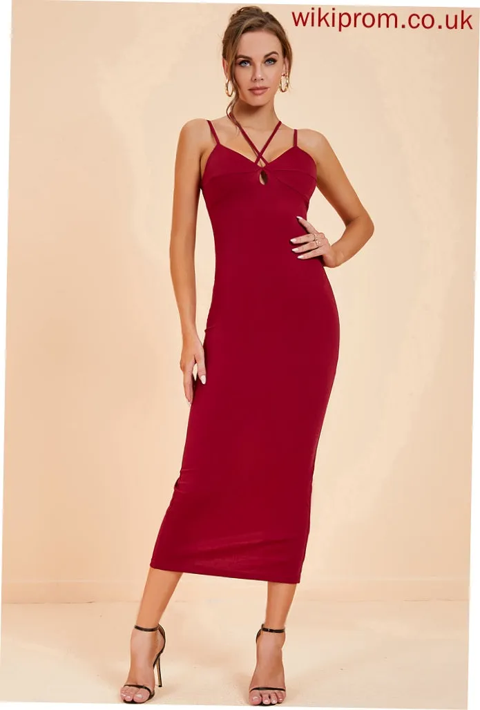 Bodycon Cotton Hazel V-Neck Dresses Club Dresses Blends Sexy Sleeveless Midi