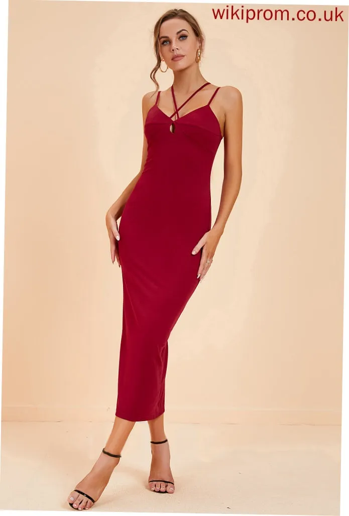 Bodycon Cotton Hazel V-Neck Dresses Club Dresses Blends Sexy Sleeveless Midi