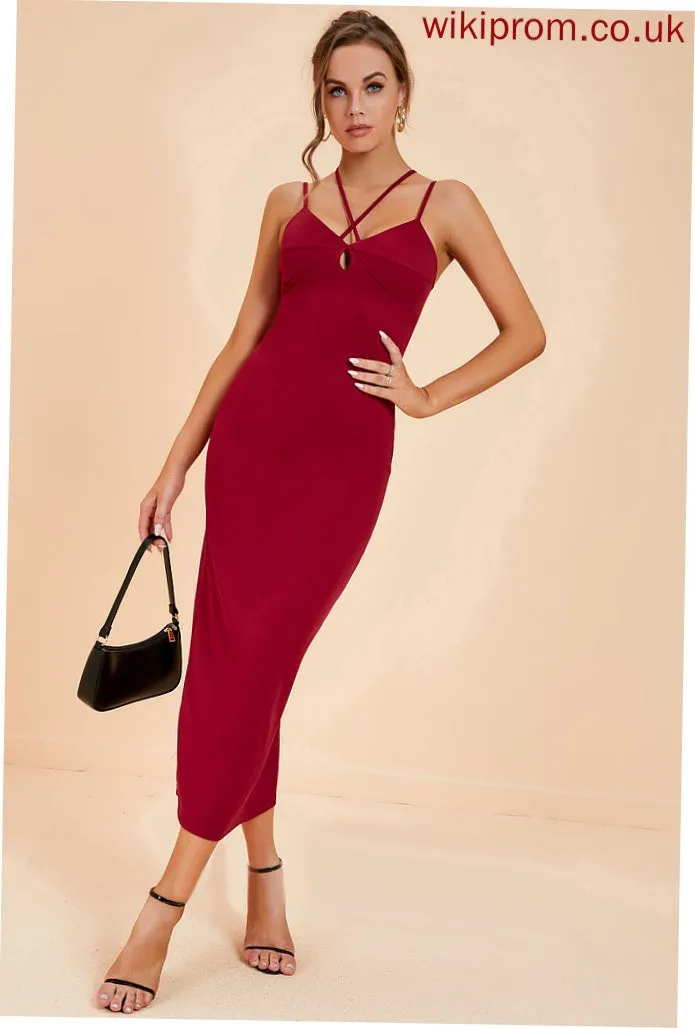 Bodycon Cotton Hazel V-Neck Dresses Club Dresses Blends Sexy Sleeveless Midi