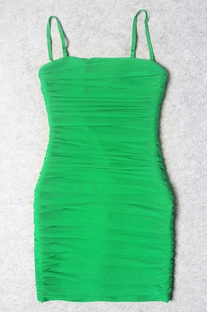 Cassie Bodycon Wrap Mini Dress - Emerald Green