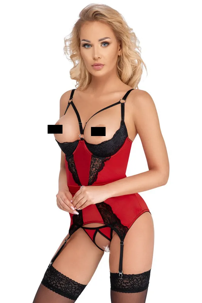 Cottelli Lingerie Red Cami Suspender