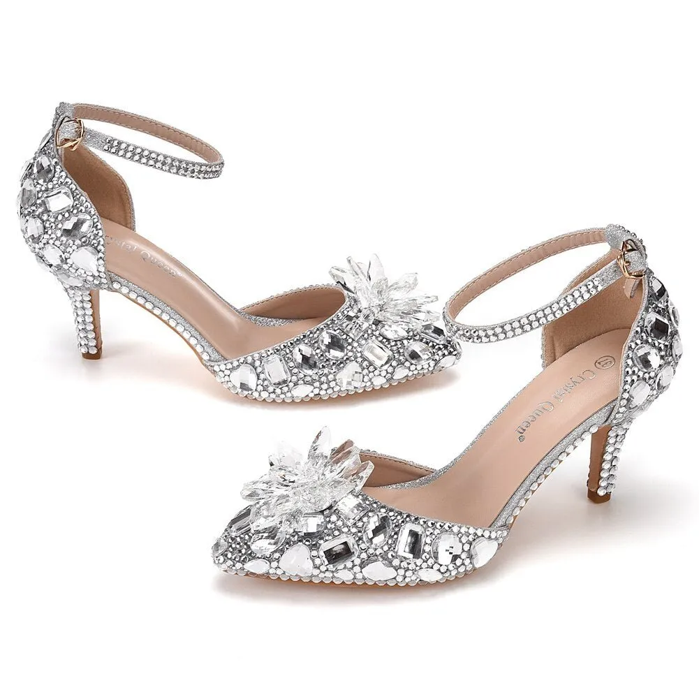 CRYSTAL QUEEN Rockin' Rhinestone Ankle Strap Shoes