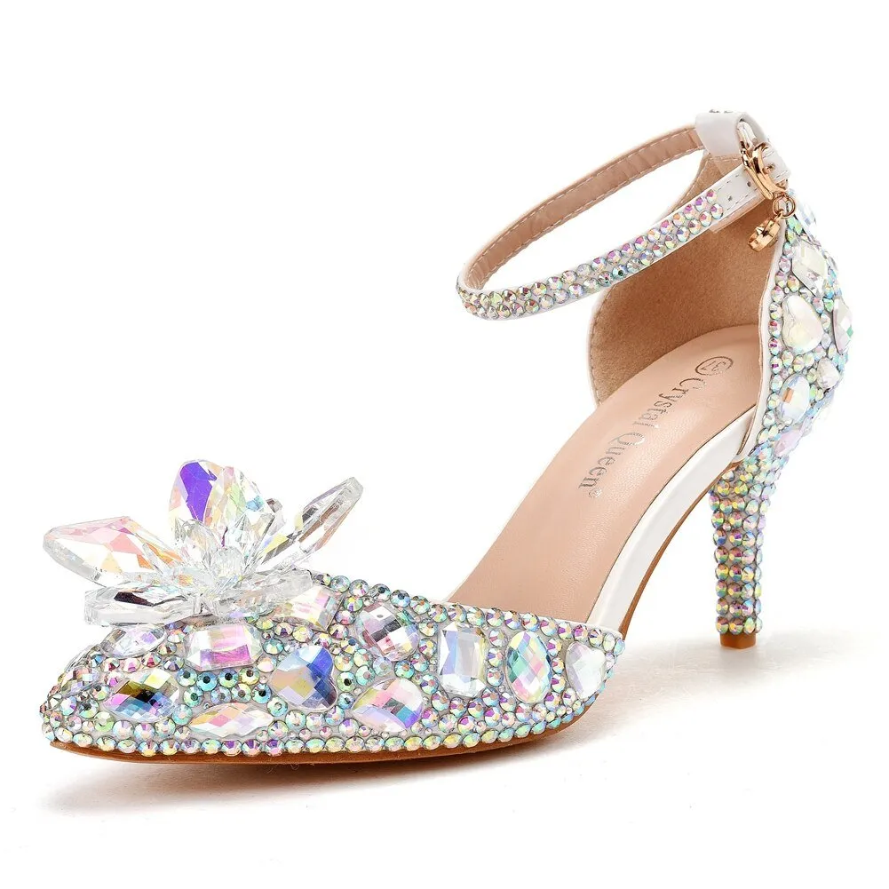 CRYSTAL QUEEN Rockin' Rhinestone Ankle Strap Shoes