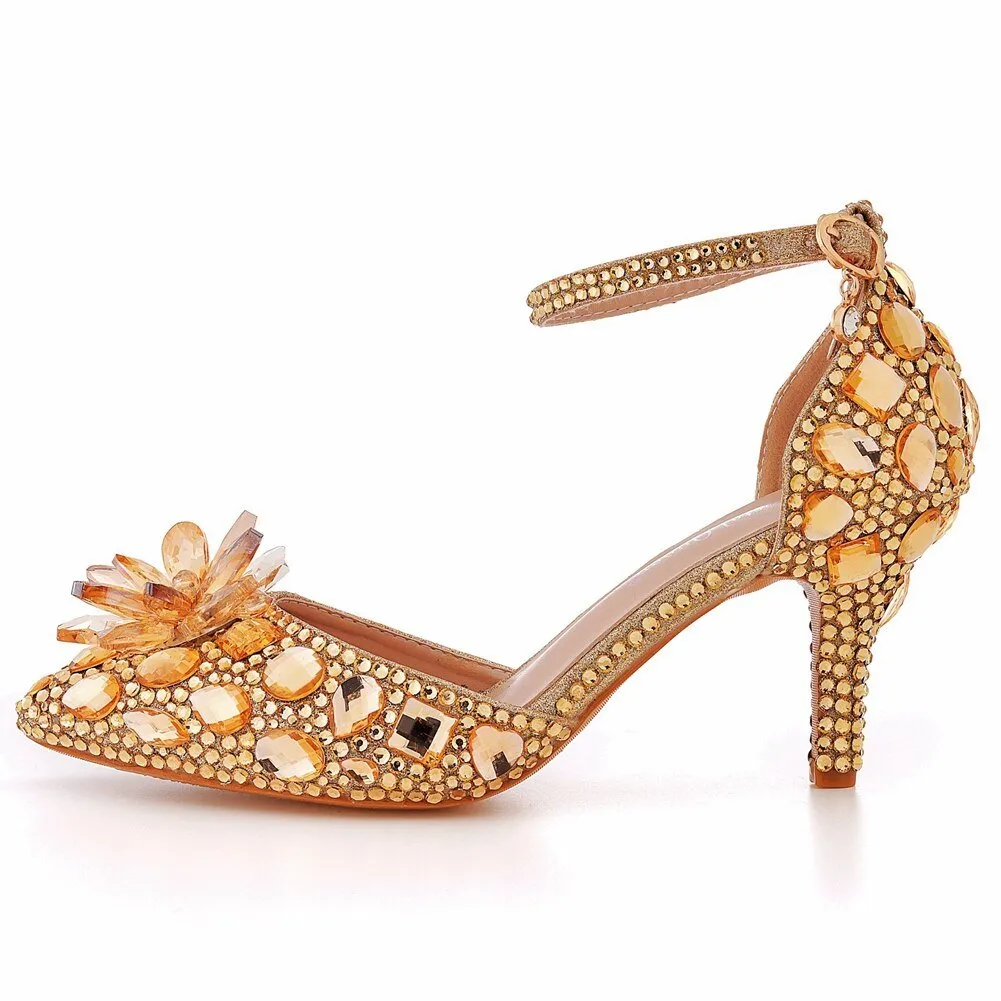 CRYSTAL QUEEN Rockin' Rhinestone Ankle Strap Shoes