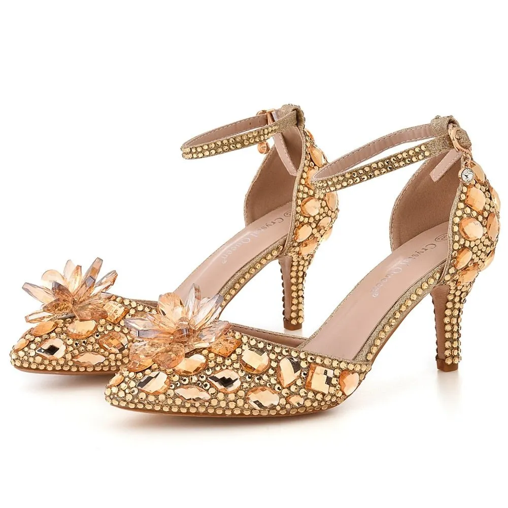 CRYSTAL QUEEN Rockin' Rhinestone Ankle Strap Shoes