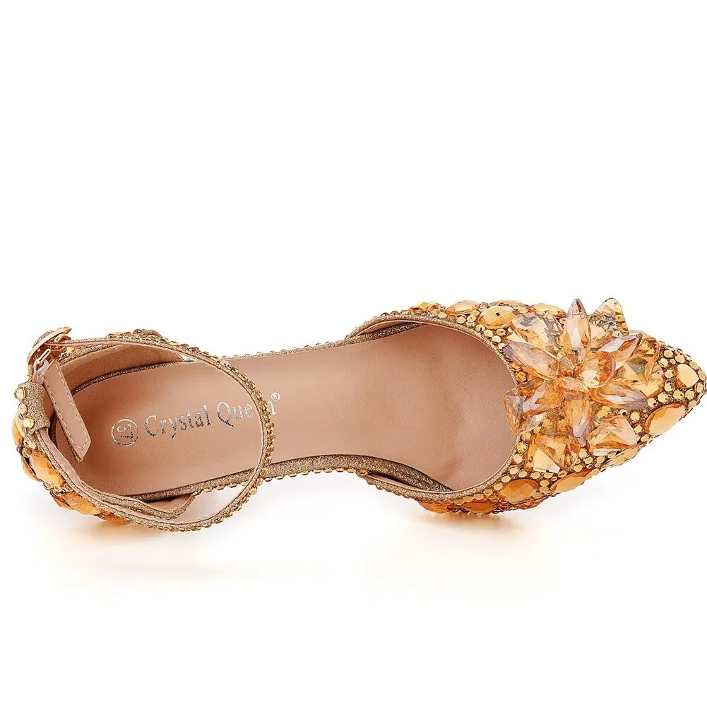 CRYSTAL QUEEN Rockin' Rhinestone Ankle Strap Shoes