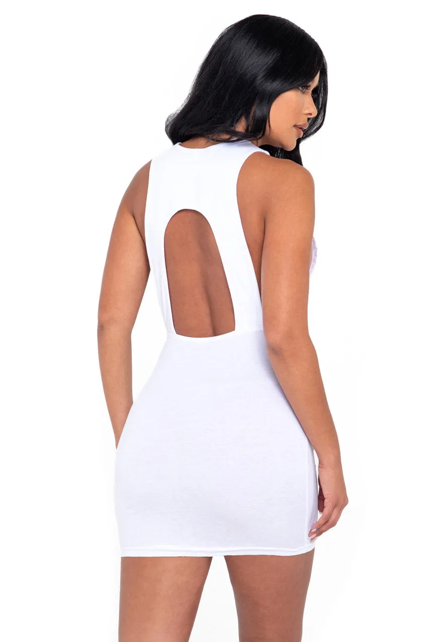 Cut Out High Neck Mini Dress