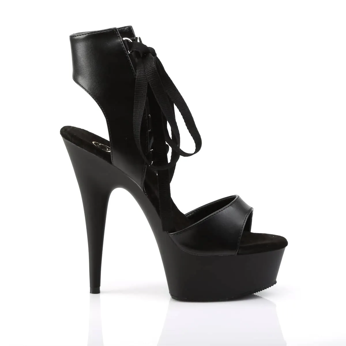 DELIGHT-600-14 Black Ankle Peep Toe High Heel