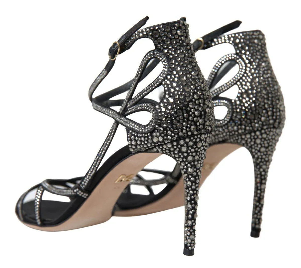 Dolce & Gabbana Rhinestone Stiletto Sandal Satin Shoes