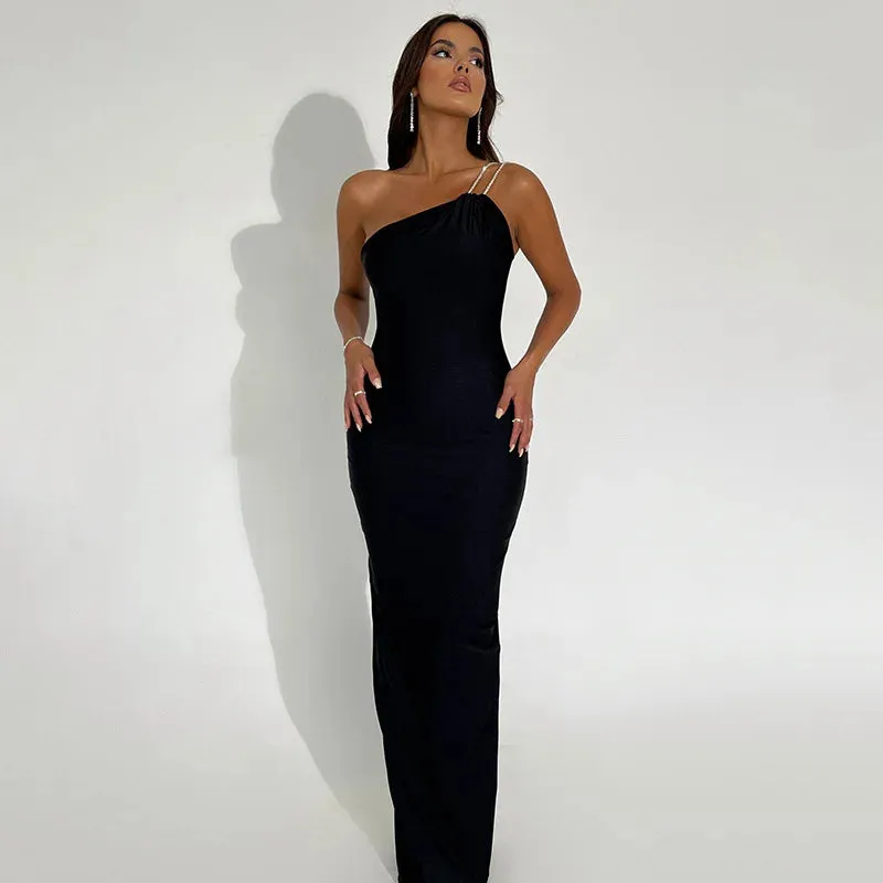 DressBetty - 2024 Royal Blue Diamond One Shoulder Backless Evening Party Cut Out Dresses