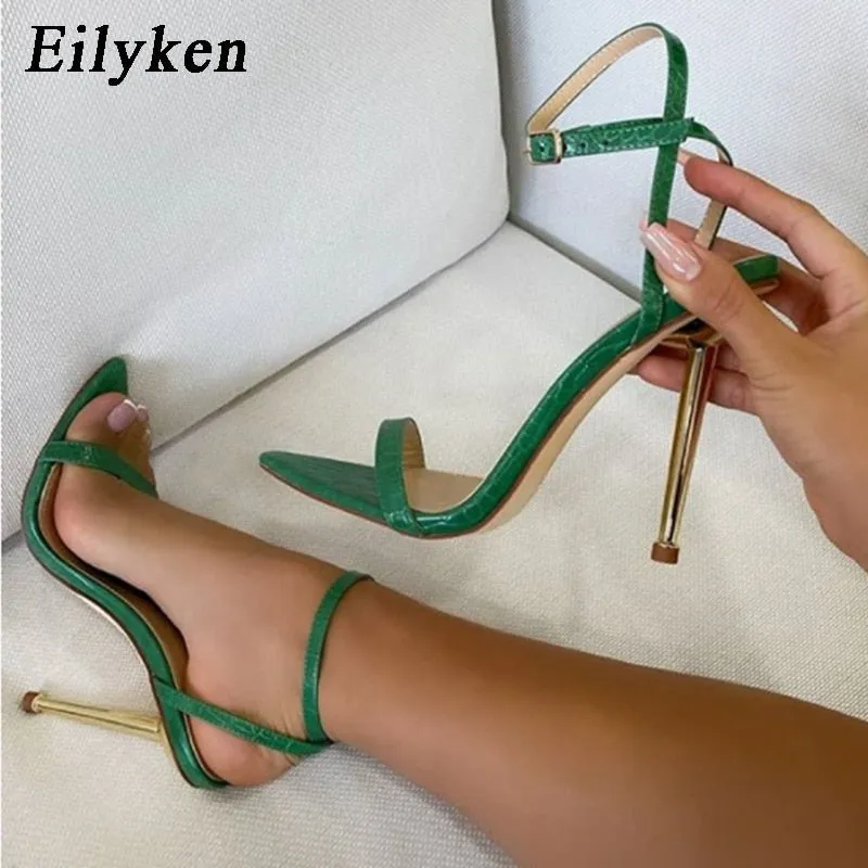 EILYKEN Envy Open Pointed Toe Super High Heel Ankle Strap Shoes