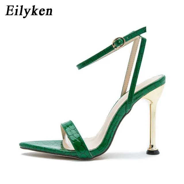 EILYKEN Envy Open Pointed Toe Super High Heel Ankle Strap Shoes