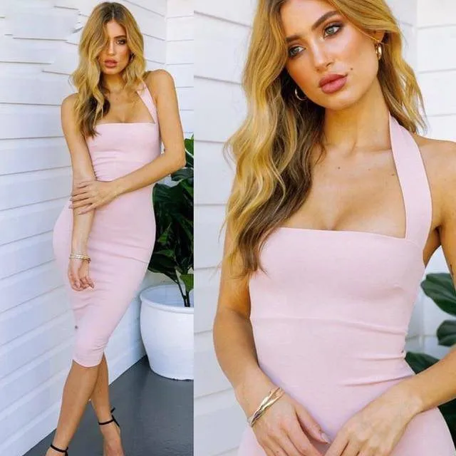 Elegant Sexy Bodycon Celebrity Evening Party Midi Dresses