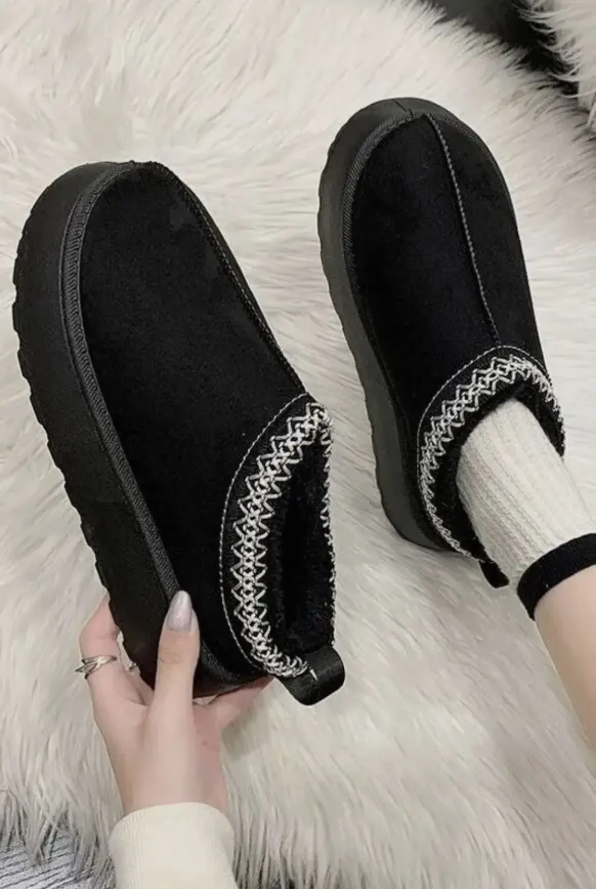 Faux Fur Platform Slippers