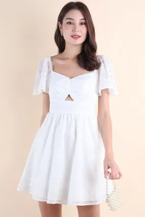 FIDELIA FLUTTERS CUT-OUT DRESS IN WHITE