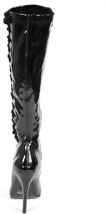 Fierce Patent Lace-Up 5" Heel Knee Boots