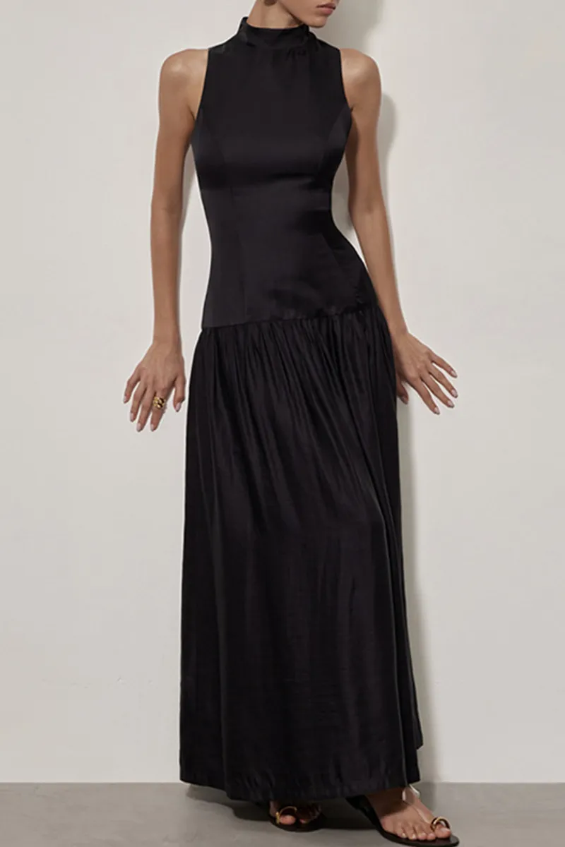 Flytonn- Sexy Backless Ruched Halter Sleeveless Dresses