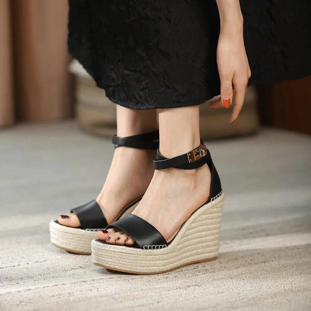 Funki Buys | Shoes | Women's Genuine Leather Wedge Sandals