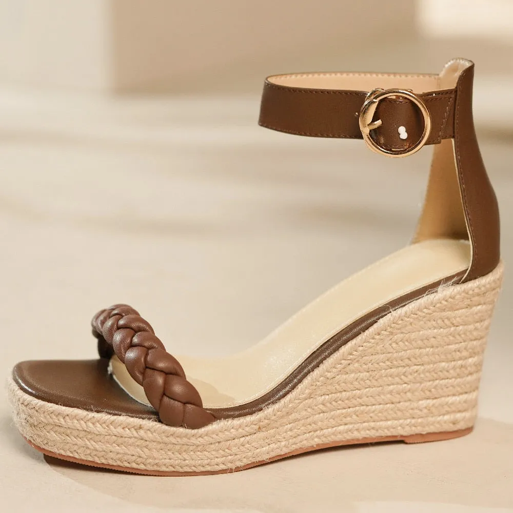 Funki Buys | Shoes | Women's Hemp Leather Wedge Sandals