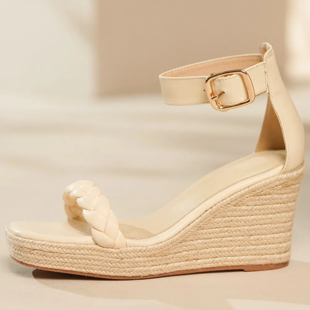 Funki Buys | Shoes | Women's Hemp Leather Wedge Sandals