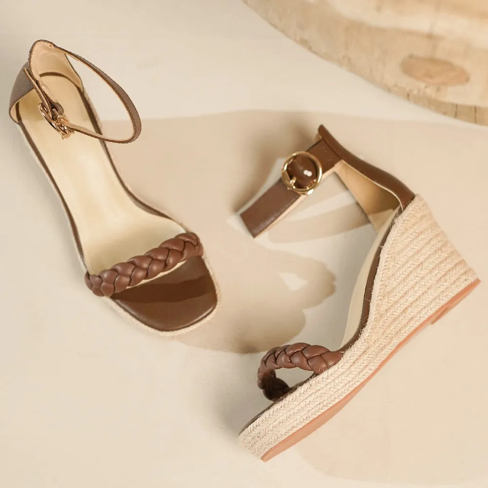 Funki Buys | Shoes | Women's Hemp Leather Wedge Sandals