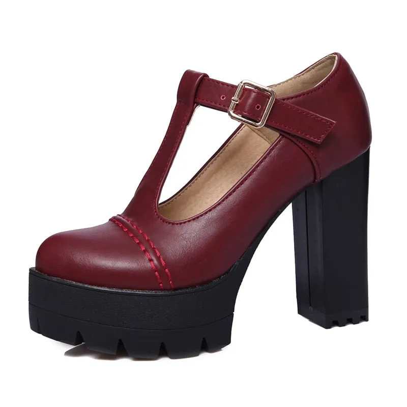 Funki Buys | Shoes | Women's High Platform T Strap Mary Janes