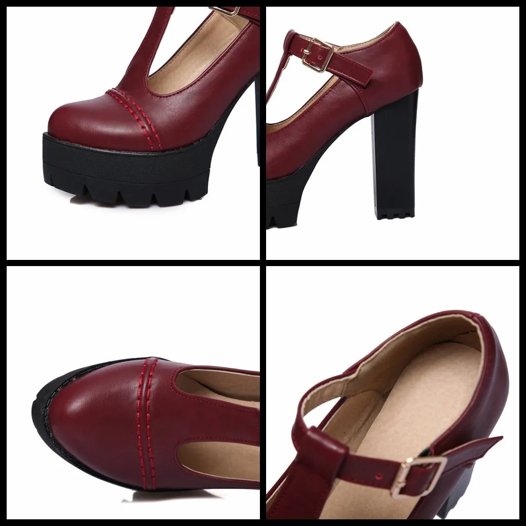 Funki Buys | Shoes | Women's High Platform T Strap Mary Janes