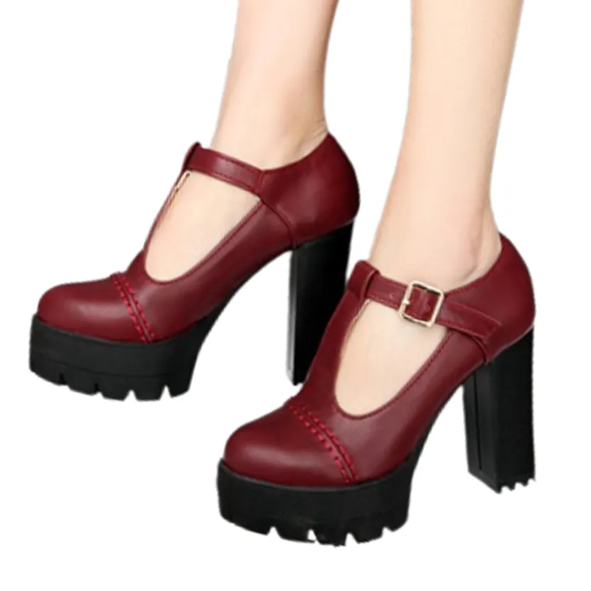 Funki Buys | Shoes | Women's High Platform T Strap Mary Janes