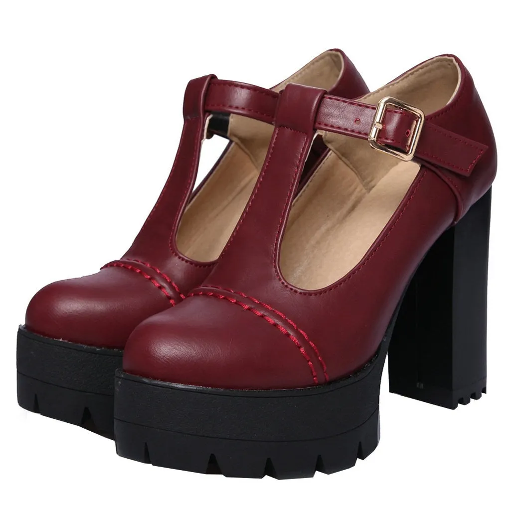 Funki Buys | Shoes | Women's High Platform T Strap Mary Janes