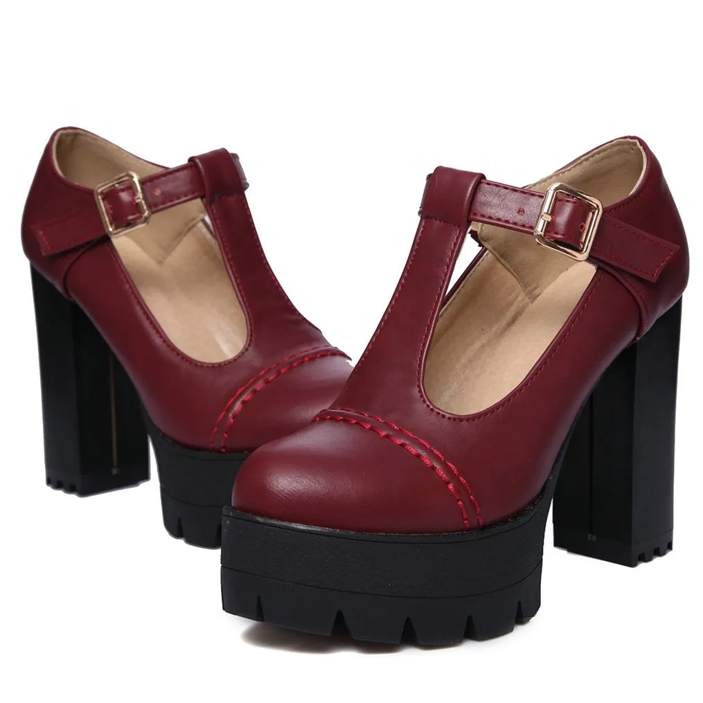 Funki Buys | Shoes | Women's High Platform T Strap Mary Janes