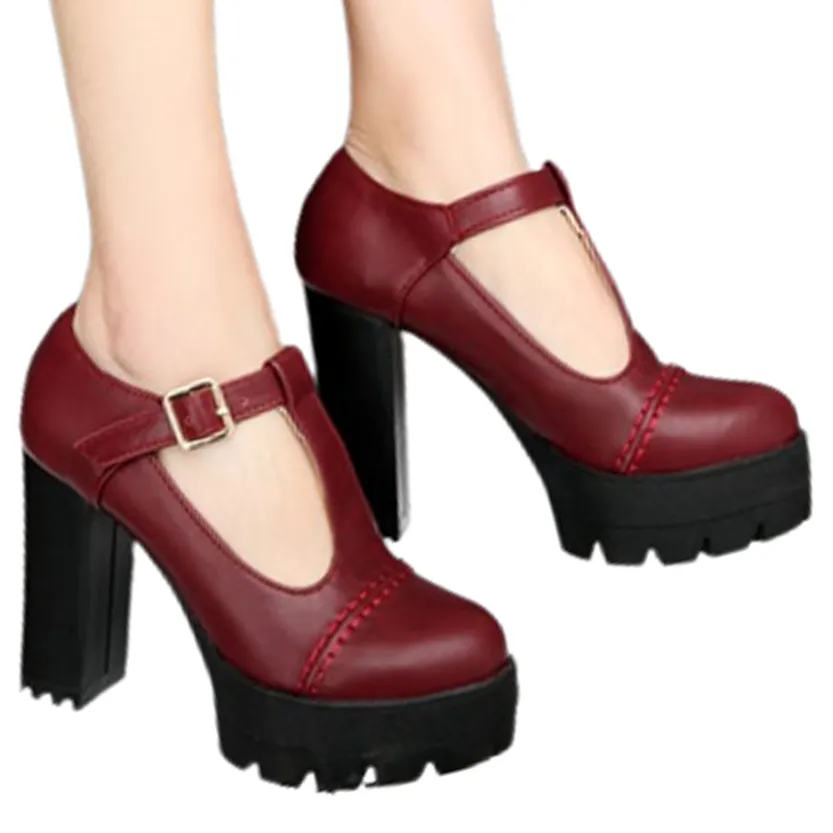 Funki Buys | Shoes | Women's High Platform T Strap Mary Janes