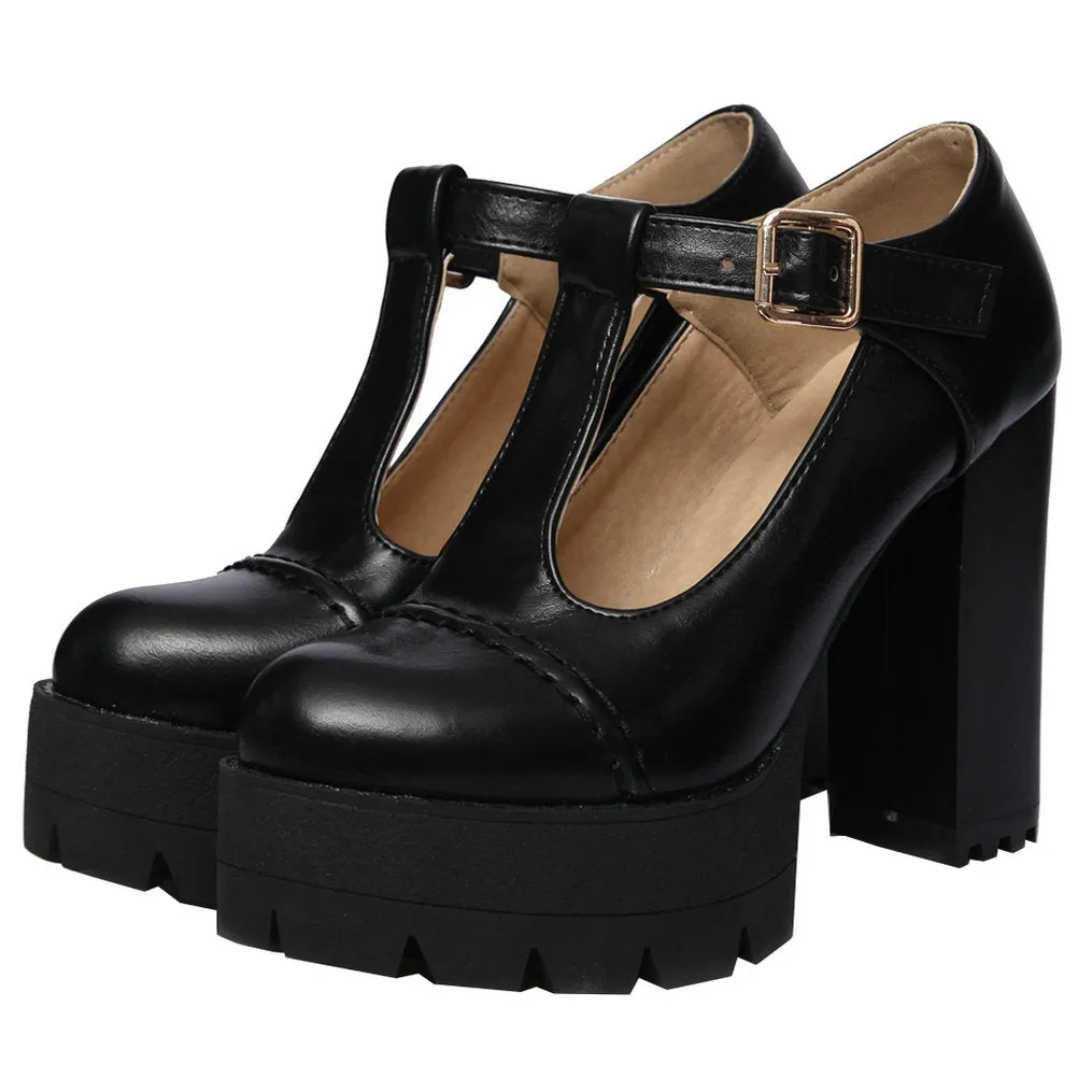 Funki Buys | Shoes | Women's High Platform T Strap Mary Janes