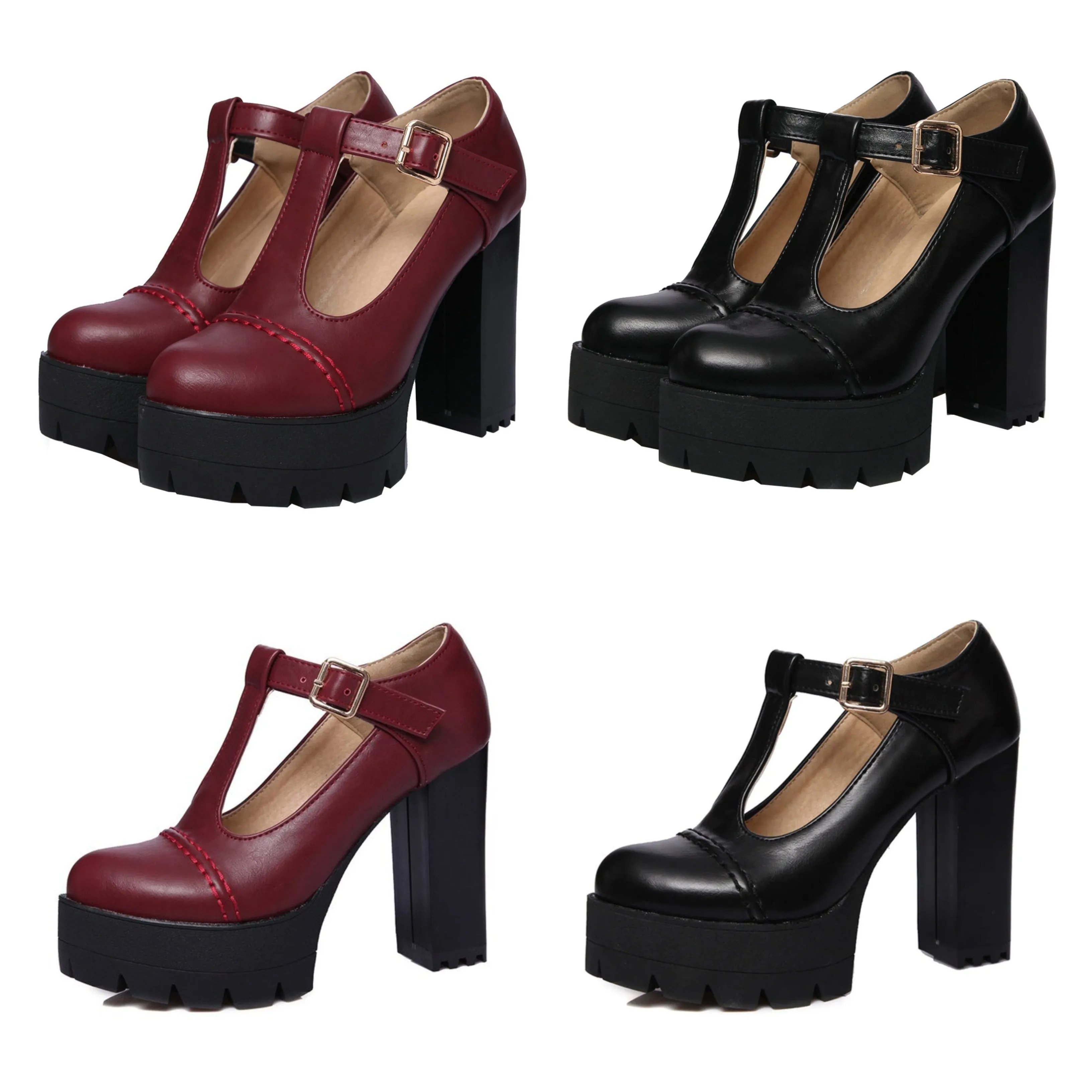 Funki Buys | Shoes | Women's High Platform T Strap Mary Janes