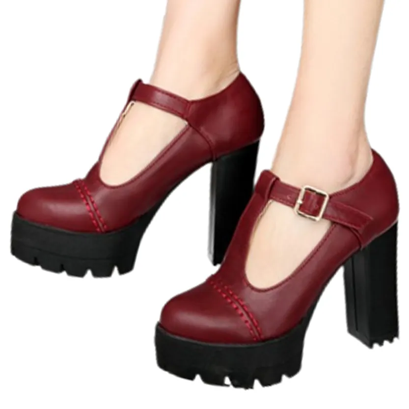 Funki Buys | Shoes | Women's High Platform T Strap Mary Janes