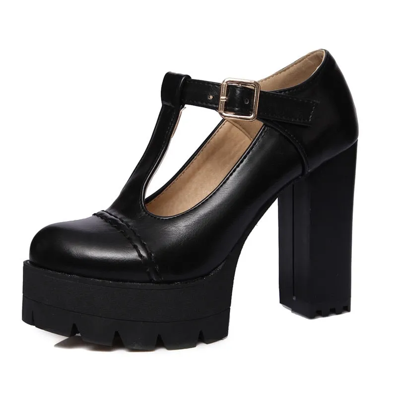 Funki Buys | Shoes | Women's High Platform T Strap Mary Janes