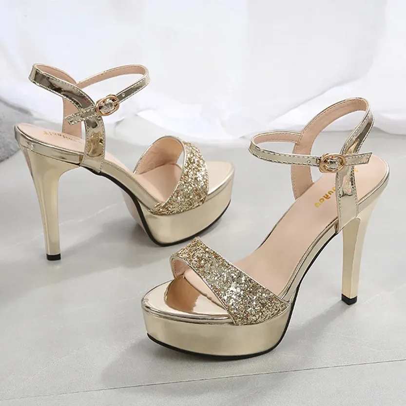 Funki Buys | Shoes | Women's Metallic Party Platform Sandals