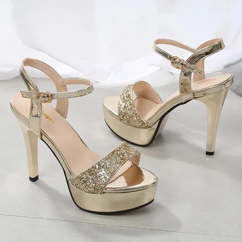 Funki Buys | Shoes | Women's Metallic Party Platform Sandals