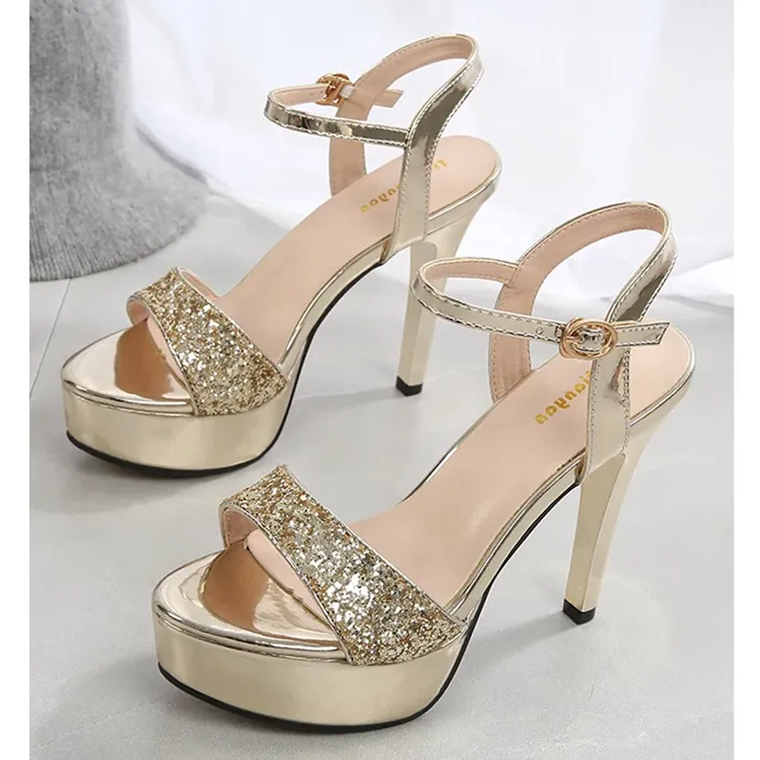 Funki Buys | Shoes | Women's Metallic Party Platform Sandals