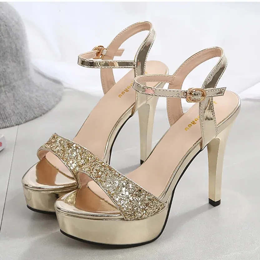 Funki Buys | Shoes | Women's Metallic Party Platform Sandals