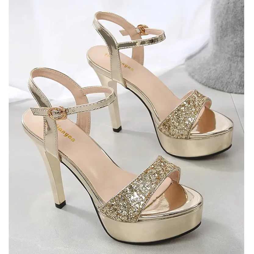 Funki Buys | Shoes | Women's Metallic Party Platform Sandals