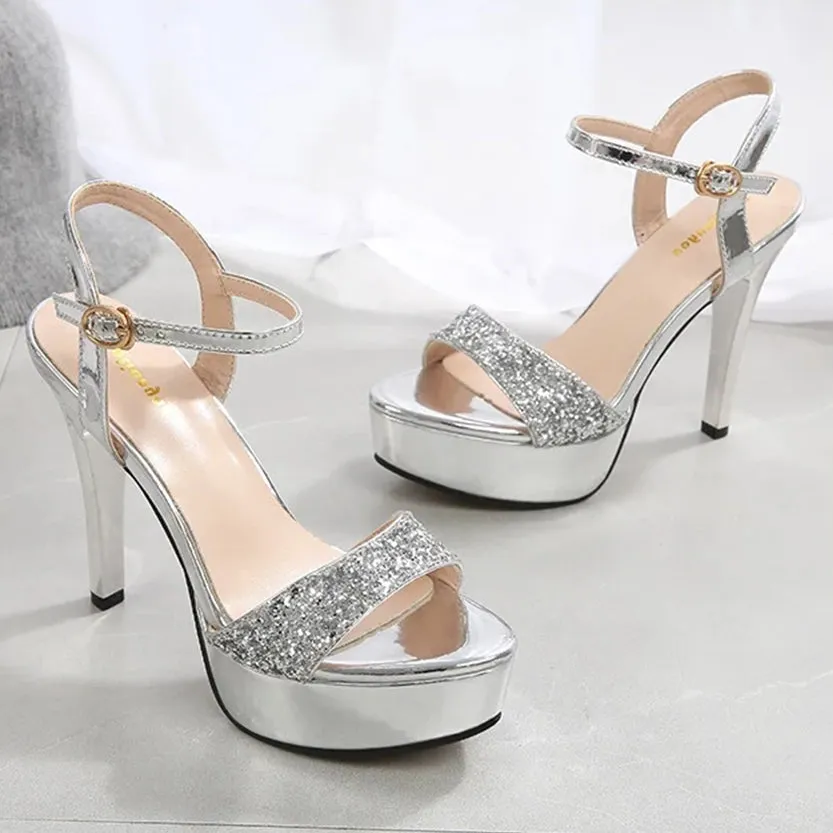 Funki Buys | Shoes | Women's Metallic Party Platform Sandals