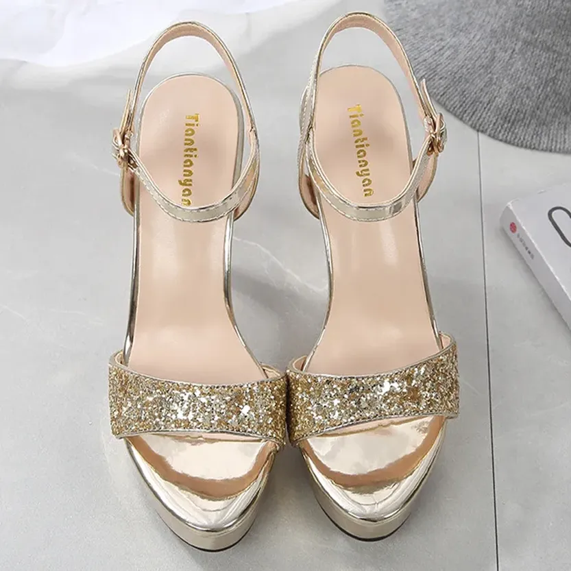 Funki Buys | Shoes | Women's Metallic Party Platform Sandals